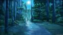 Trees Moonlight Footpath One Man