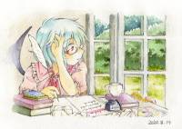 writing ojou with glasses